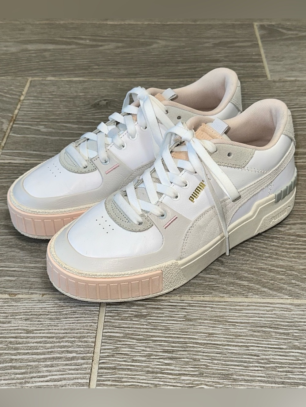 PUMA Cali Sport Mix Marshmallow Women’s 9 Pastel White Leather Platform Sneakers